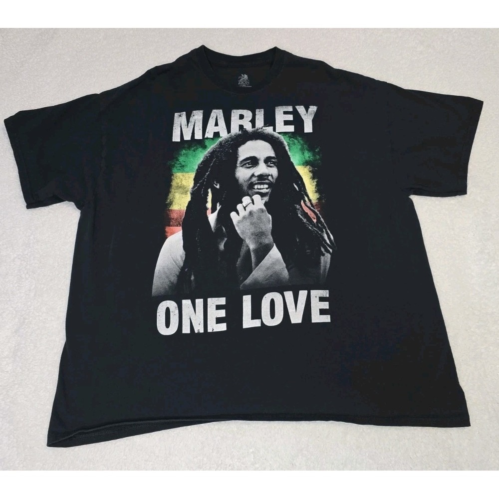 Zion Bob Marley One Love TShirt 2XL Mens Black Rasta Reggae Graphic Music Tee